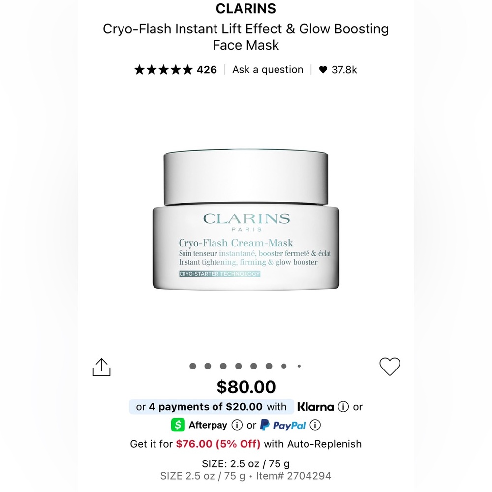 Clarins Cryo-effect Instant Lifting Mask